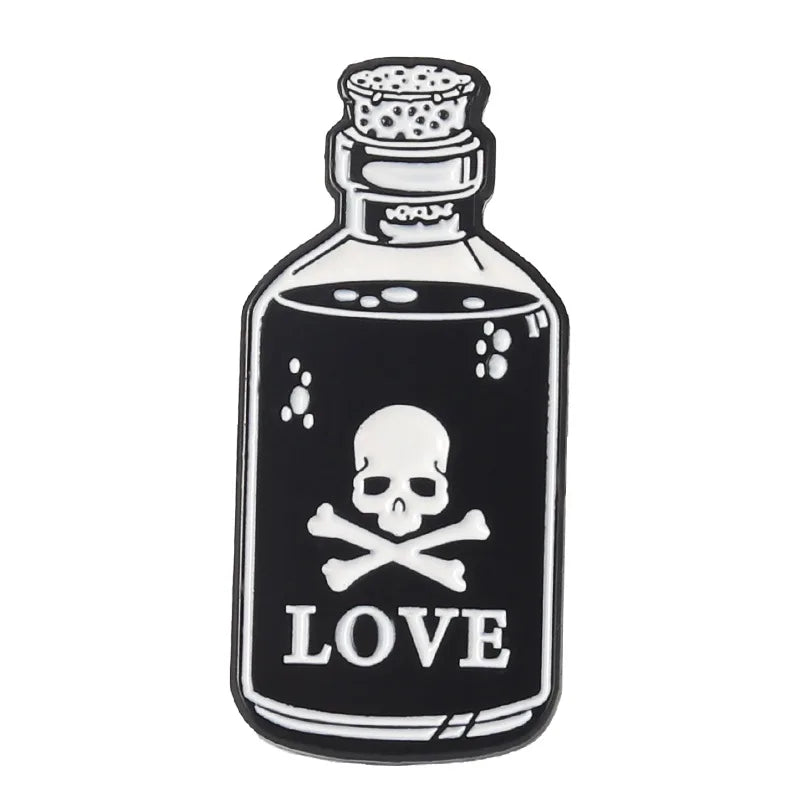 Death Potion Skeleton Enamel Pins Gothic Skull Brooch Lapel Badge Jewelry Gift