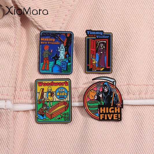 Grim Reaper Halloween Enamel Pin Badge Jewelry Gift