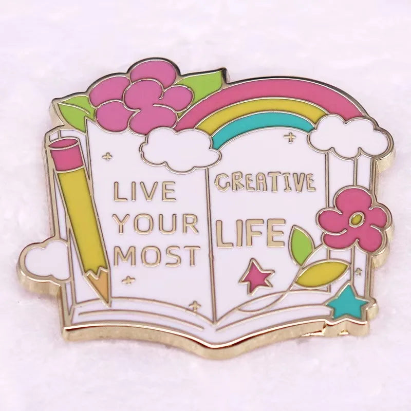 Fashion Novel Lover Brooch Pin for Women's Coat or Backpack