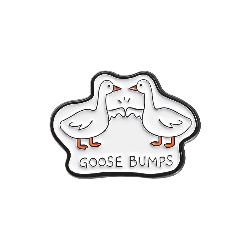 Goose Bumps Enamel Pin Cartoon Silly Goose Fist Bump Brooch Lapel Badge Funny Gift