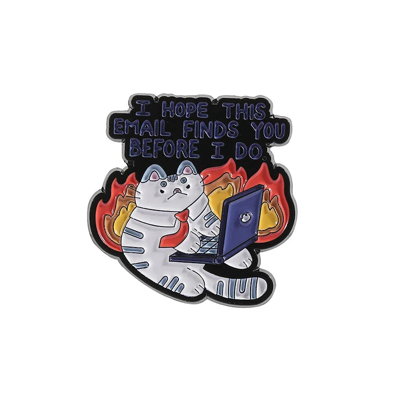 Angry Cat Enamel Pin Brooch Lapel Badge Cartoon Jewelry Gift