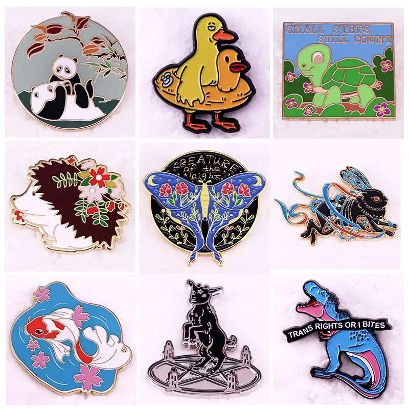 Cute Cartoon Animal Enamel Brooch Pin - High Quality Lapel Badge for Jacket or Backpack