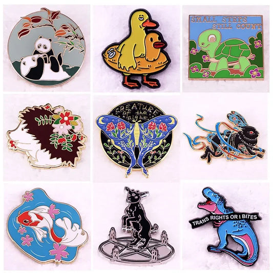 Cute Cartoon Animal Enamel Brooch Pin - High Quality Lapel Badge for Jacket or Backpack