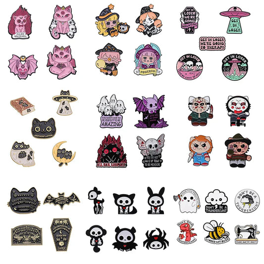 Punk Halloween Enamel Pins Funny Brooches Backpack Lapel Badge Jewelry Gift Set