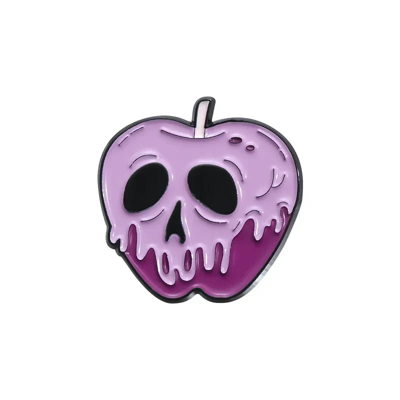 Purple Skull Apple Enamel Pin Halloween Brooch Lapel Badge Jewelry Gift