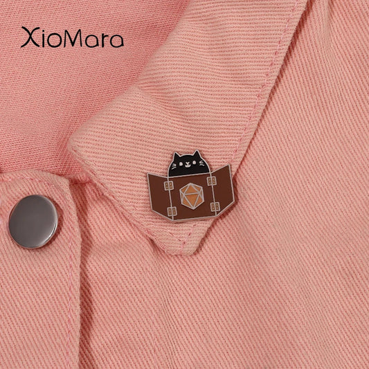 Cute Cat Enamel Pins Cartoon Game Cat Book Brooch Backpack Lapel Pin Gift Kids Jewelry