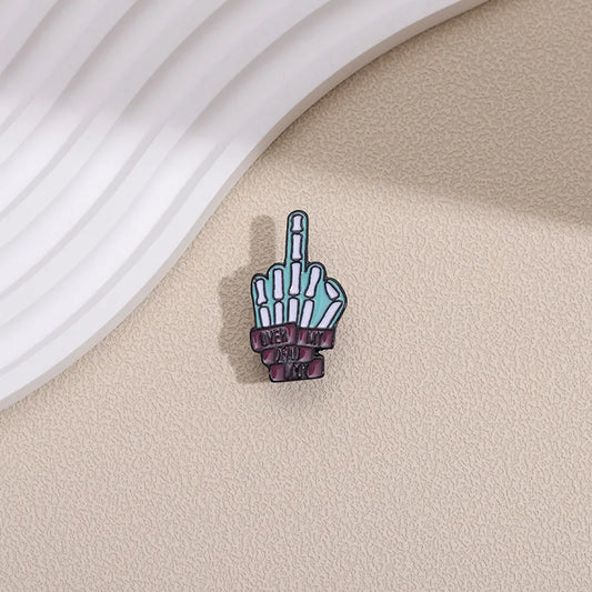 Middle Finger Enamel Brooch Oil Painting Lapel Pin Sunflower Iris Bouquet Custom Badge