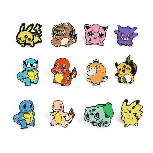 Pikachu Psyduck Squirtle Enamel Pins Set - Cute Cartoon Brooches for Backpack & Clothing Accessories