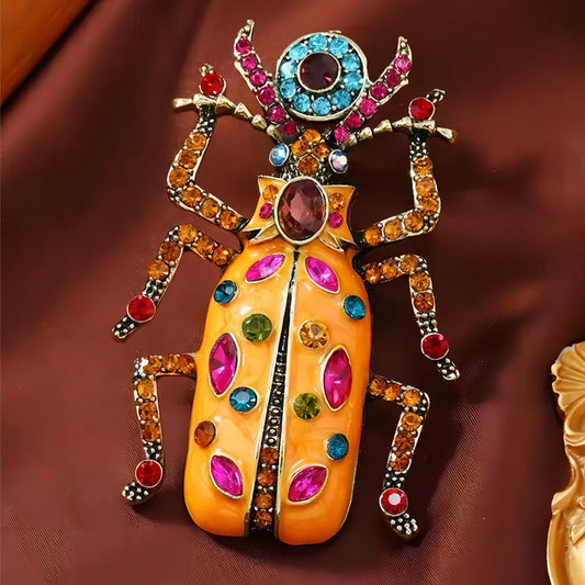 Rhinestone Beetle Brooch Enamel Insect Pin Jewelry Accessories