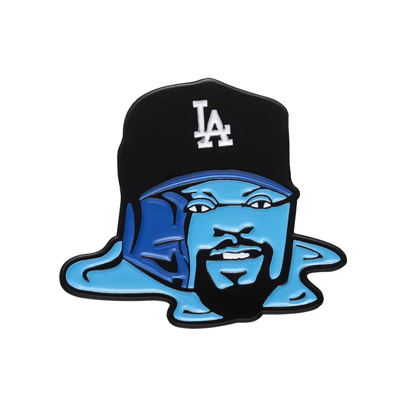 Custom Cartoon Enamel Pin Blue Hat Brooch Lapel Badge Hip Hop Jewelry Gift