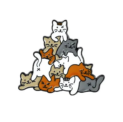 Cat Bowl Pyramid Brooch Pin Jewelry Gifts Unisex Clothing