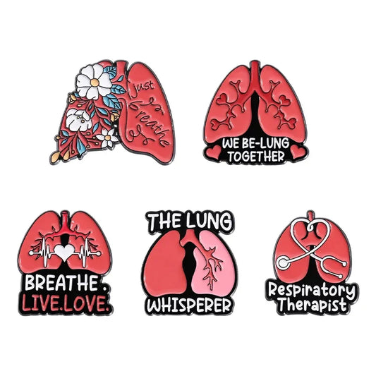 Lung Brooch Enamel Pins Respiratory Therapist Lapel Badges Medical Jewelry