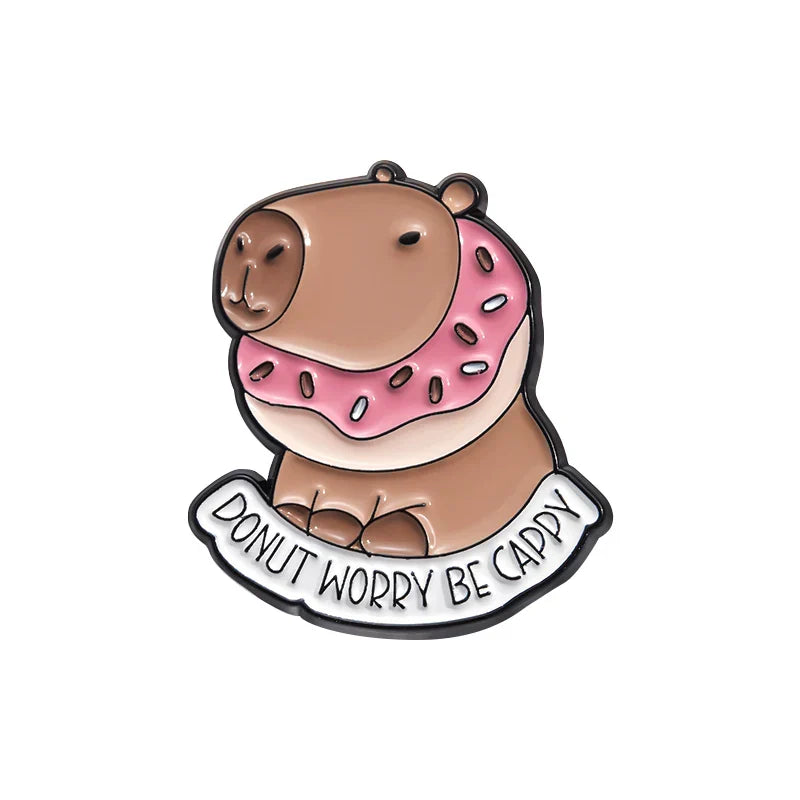 Capybara Enamel Pin Kawaii Hippo Brooch Badge Animal Jewelry Gift