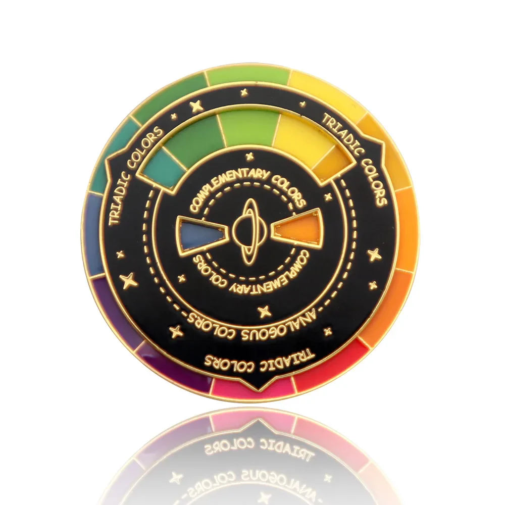 Spinning Color Compass Enamel Pin Rotatable Palette Brooch Color Wheel Badge