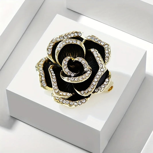 Rhinestone Floral Brooch Camellia Pin Corsage Gift