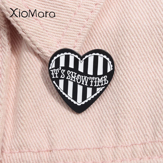 Show Time Heart Enamel Pin Brooch Lapel Backpack Jacket Badge Fashion Jewelry Gift