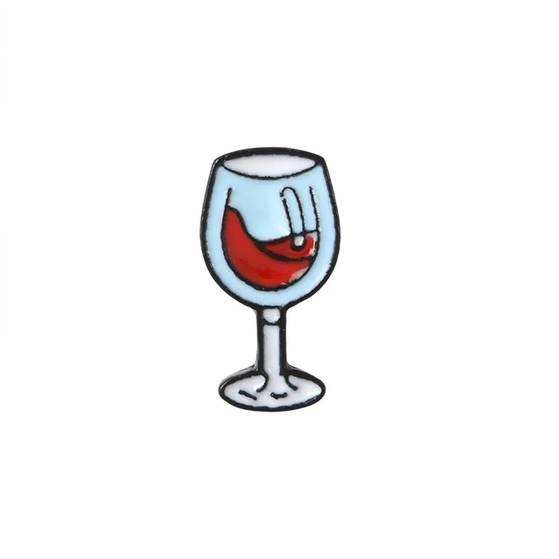Red Wine Glass Enamel Pins Brooches Badges Fashion Accessory