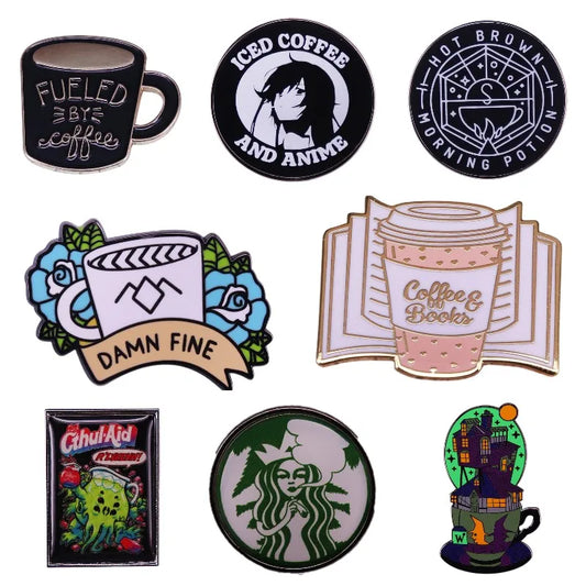 Hard Enamel Coffee Cup Pin Brooches Jewelry Wholesale