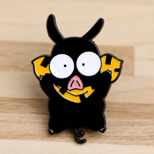 Black Pig Enamel Pins Cartoon Brooch Lapel Badges Jewelry Gifts