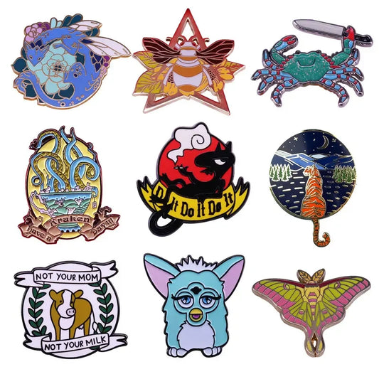 Cartoon Animal Enamel Brooch Pin: Crab, Butterfly, Sloth Lapel Badge for Jacket/Backpack