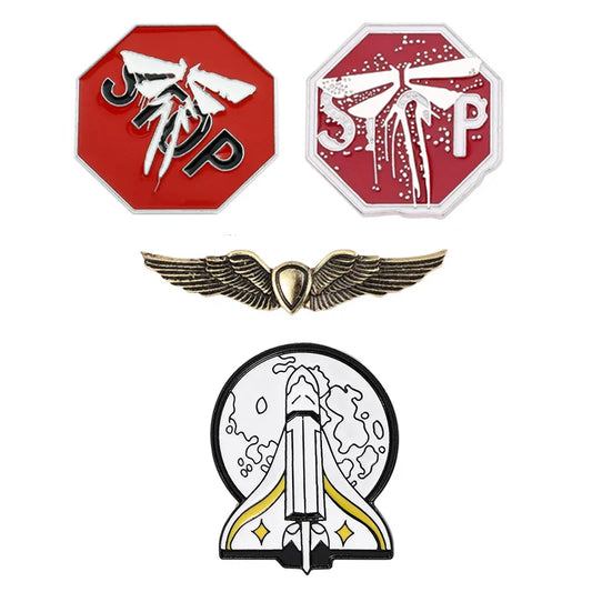 The Last of Us 2 Ellie Gold Plated Rocket Wing Brooch Pin Cosplay Jewelry Gift