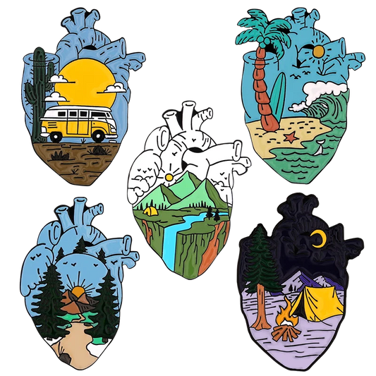 Camping Scenery Enamel Pin Hiking Brooch Lapel Pin Backpack Hat Accessories Wholesale