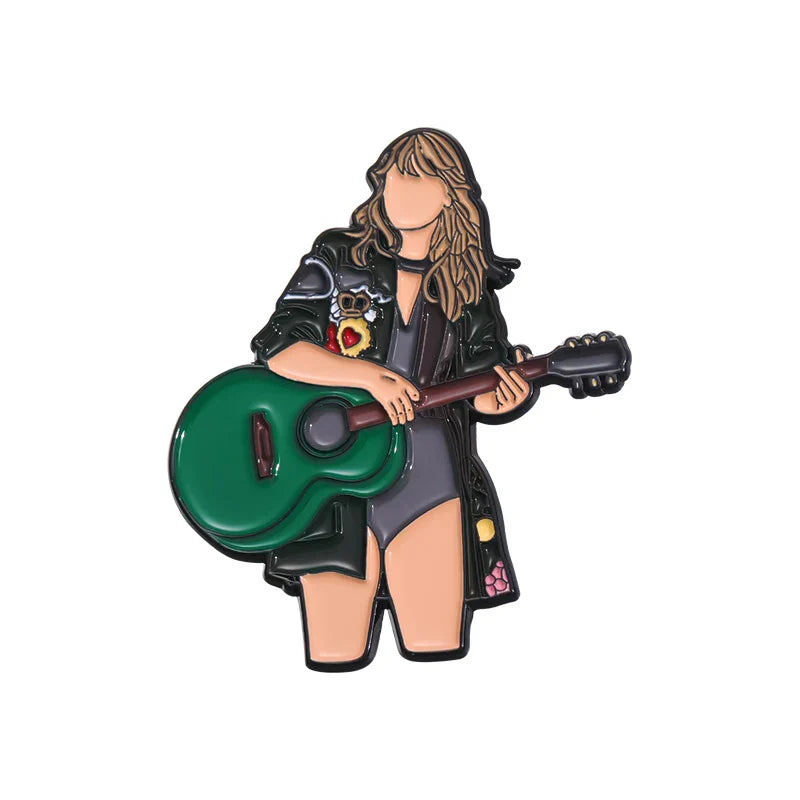 Cool Female Singer Enamel Pin Guitar Rock Music Album Accessories Gifts