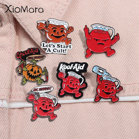 Cult Enamel Pin Anti-Cult Slogan Wine Bottle Brooch Lapel Badge Jewelry Gift