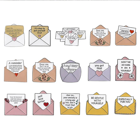 Self-Care Enamel Pin Love Encouragement Lapel Badge Gift