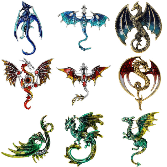 Enamel Rhinestone Dragon Brooch Pin Jewelry Accessories