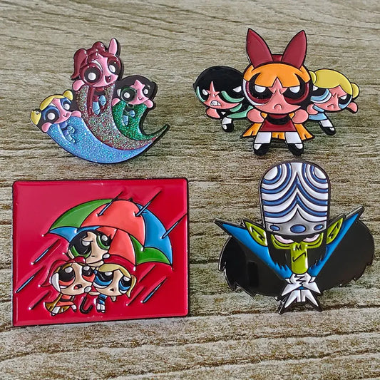 Powerpuff Girls Enamel Lapel Pins Cartoon Backpack Badges Brooch Fashion Accessories Gifts