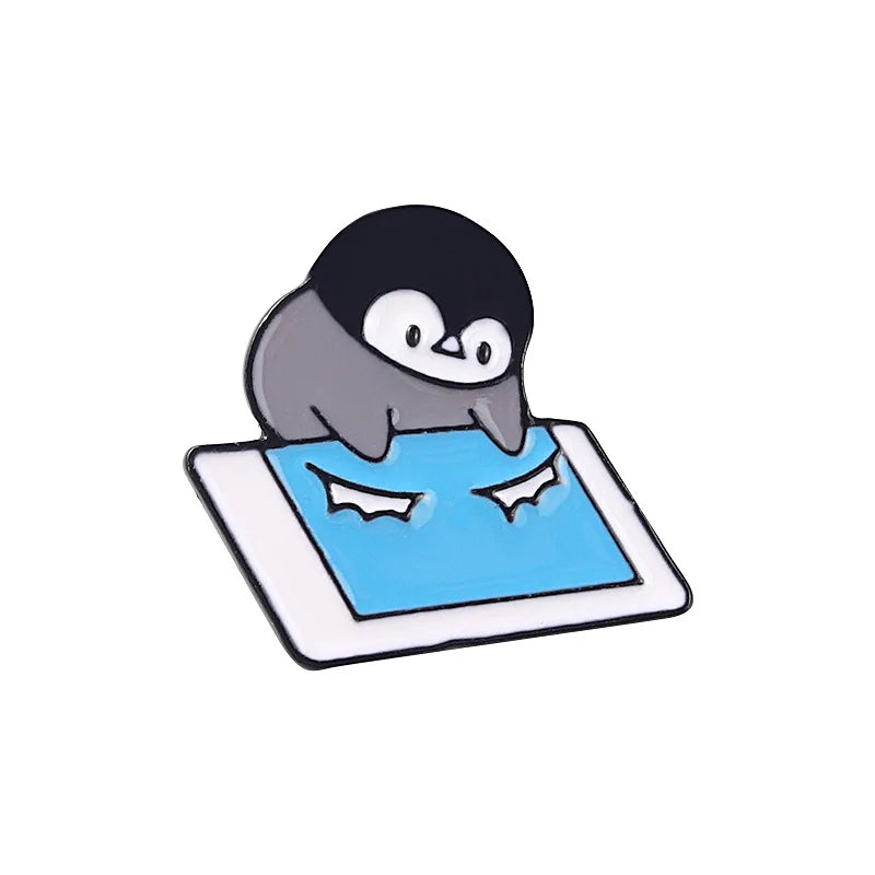 Fluffy Penguin Enamel Pin Cartoon Brooch for Bags, Jeans, Hoodies, Lapel Pin Jewelry Gift