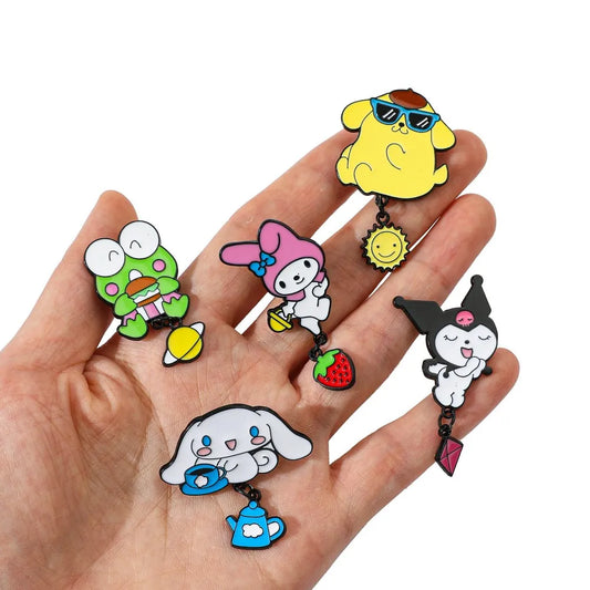 5 Pcs Kuromi Sanrio Enamel Pin Set - Cute Anime Brooches, Cartoon Metal Badges