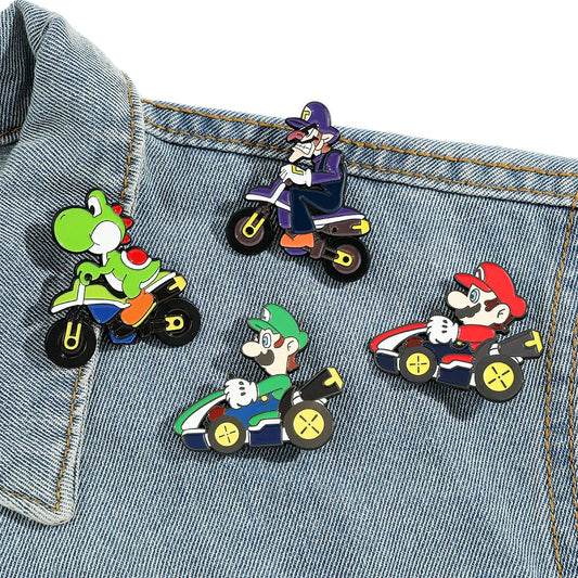 Mario Enamel Pins Set - Cute Cartoon Brooches for Backpacks & Accessories