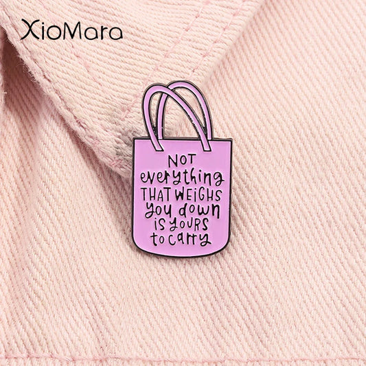 Inspirational Quote Enamel Pin Pink Tote Bag Gift