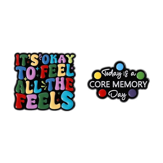 Feel All The Feels Enamel Pins Funny Colorful Text Brooch Lapel Badge Jewelry
