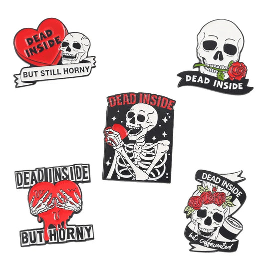 Black Gothic Skull Enamel Pin Brooch for Backpack or Lapel