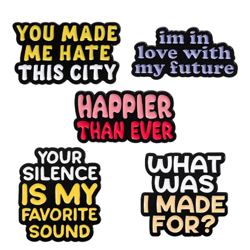 Funny Quote Enamel Pins Set - Custom Geometric Brooches Lapel Badge Gift