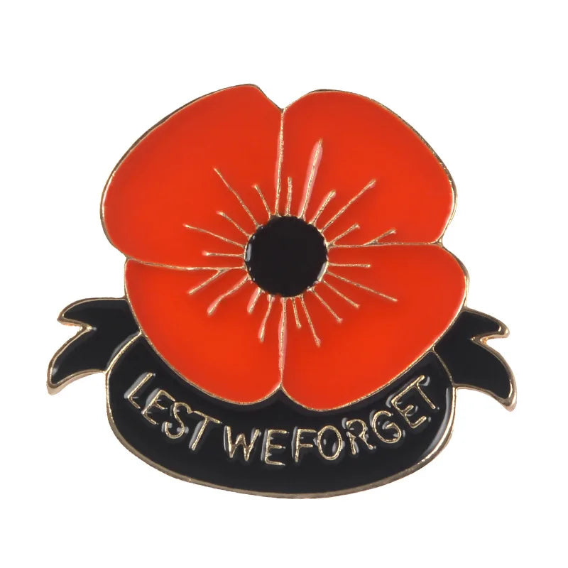 LEST WE FORGET Poppy Enamel Pin Brooch Flower Alloy Fashion Accessory