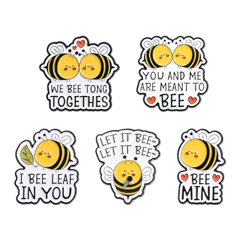 Cute Bee Enamel Pins Custom Happy Bee Badges Lapel Brooch Jewelry Gift