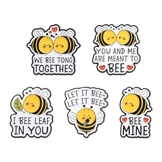 Cute Bee Enamel Pins Custom Happy Bee Badges Lapel Brooch Jewelry Gift