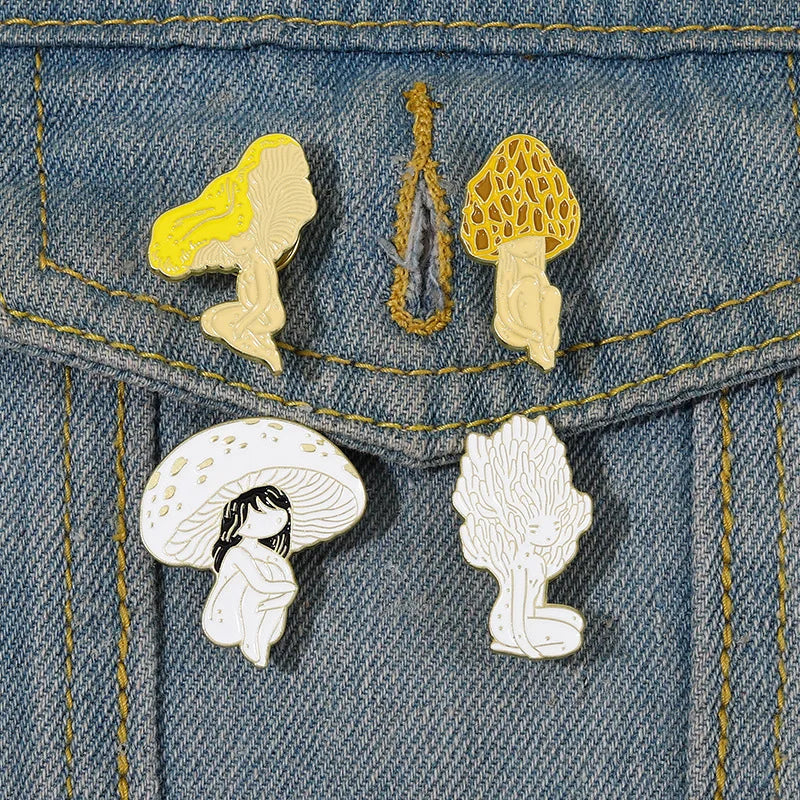 Mushroom Fairy Enamel Pins Cute Brooch Lapel Badges Jewelry Gift Wholesale