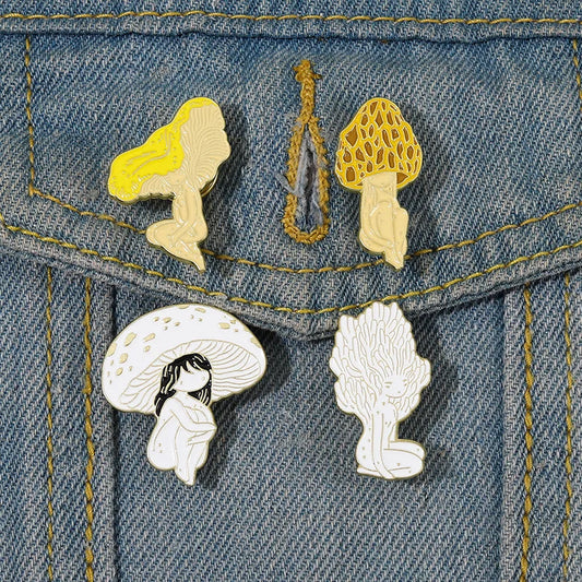 Mushroom Fairy Enamel Pins Cute Brooch Lapel Badges Jewelry Gift Wholesale