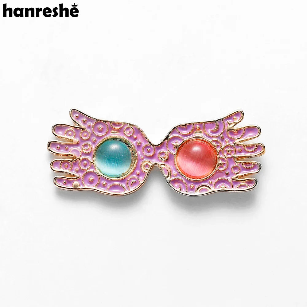 Luna Lovegood Glasses Enamel Brooch Opal Lapel Pin Jewelry Gift
