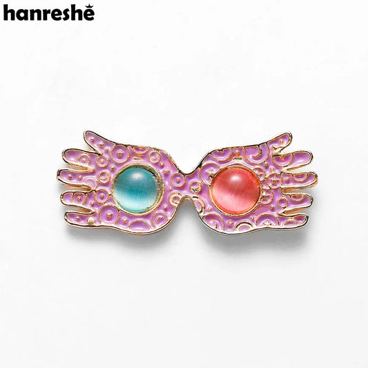 Luna Lovegood Glasses Enamel Brooch Opal Lapel Pin Jewelry Gift