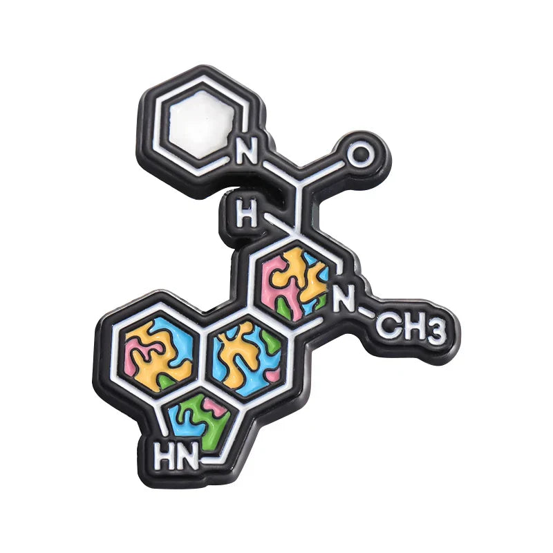 Serotonin Molecule Enamel Pin Science Brooch Lapel Badge Jewelry Gift
