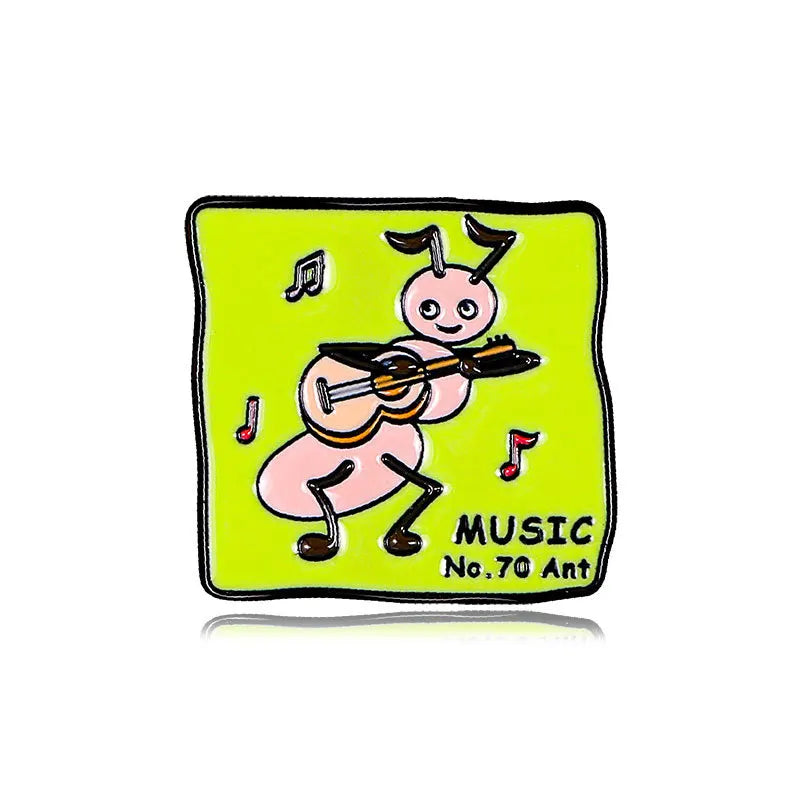Cartoon Ant Guitar Enamel Pin Brooch Badge Jewelry