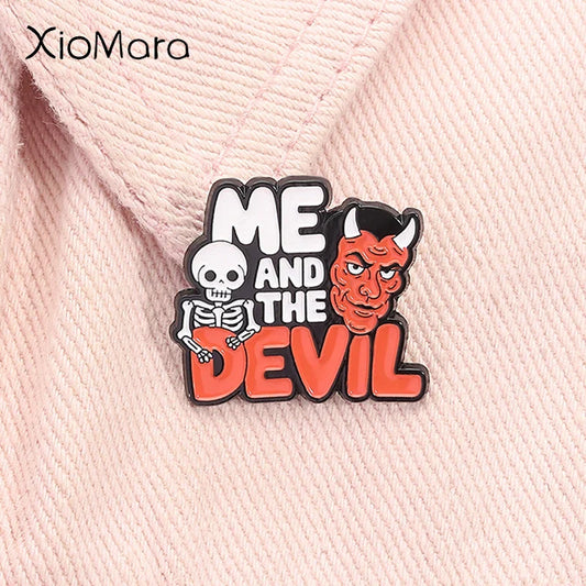 Devil Skeleton Enamel Pin Gothic Brooch Halloween Jewelry Gift