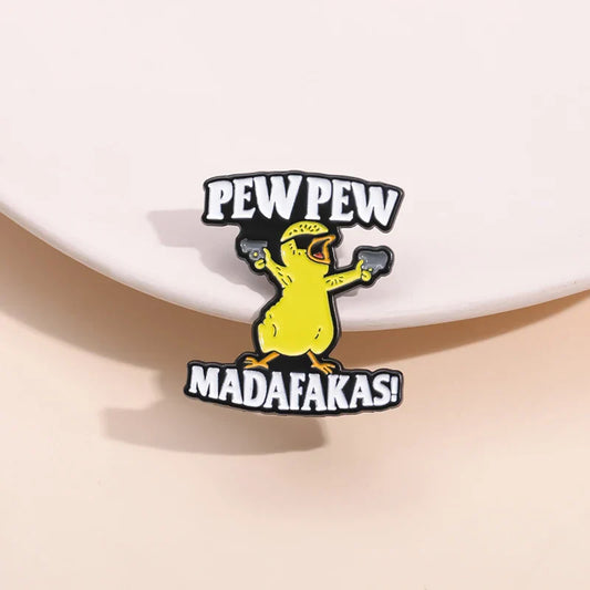 Pew Pew Madafakas Enamel Pins Yellow Chick Backpack Lapel Badge Jewelry Gift