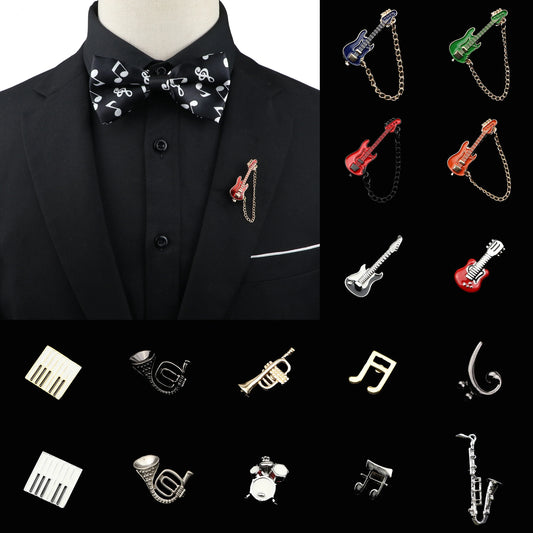 Saxophone Guitar Music Note Lapel Pin Jewelry Accessory Gift